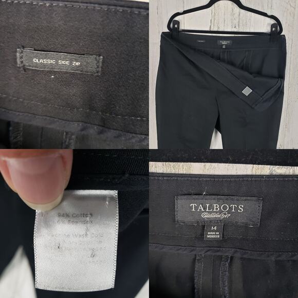 Talbots Side Zip Cropped Black Flat Front Slim Fit Dress Pants Women's Size 14 - Picture 5 of 9